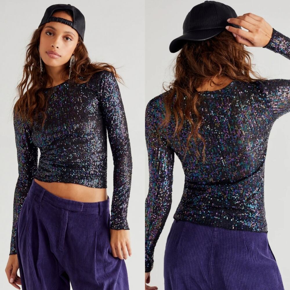 Free People NEW Gold Rush Long Sleeve Lavender Combo Small